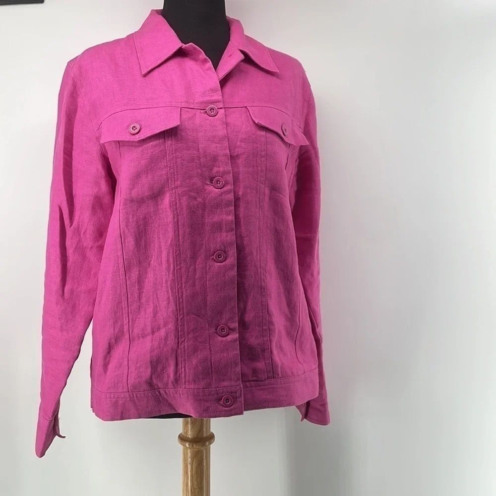 Relativity Barbie pink linen jacket light weight vacation coastal  sz sm